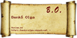 Benkő Olga névjegykártya